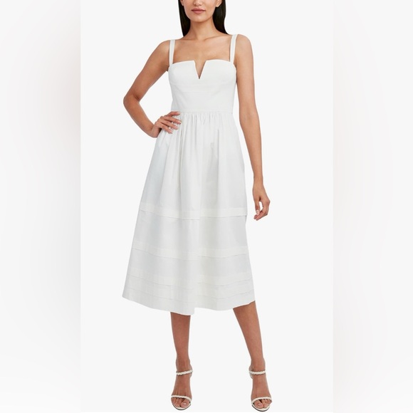 BCBGMAXAZRIA 2V01D13Fit & Flare Sweetheart Neck Spaghetti Strap Midi Dress NWT